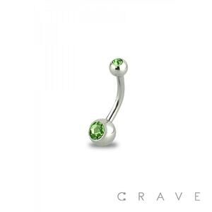 8MM Length Basic Double Gem Navel Ring-Green